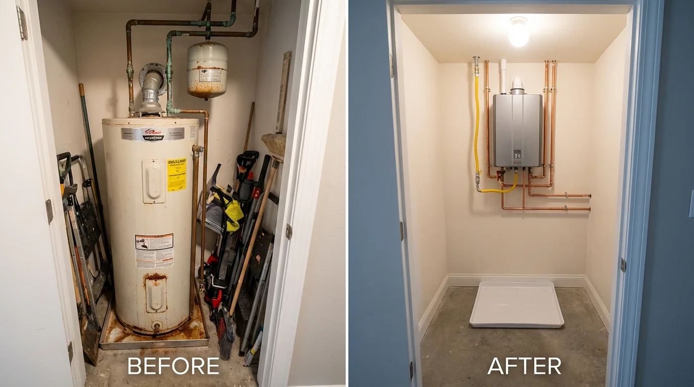 Tank water heater versus wall-mounted tankless unit comparison for Dulac, LA homeowners